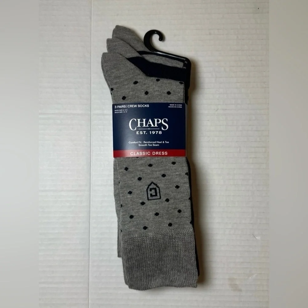 Chaps Classic Dress Dot Crew Socks &  Chaps Classic Dress Diamond, 3Pk Each